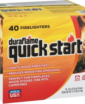 Duraflame Quick Start Firelighters – 40 Count Case | Instant, Clean & Reliable Fire Starting for Fireplaces, Grills, Fire Pits & Camping Adventures